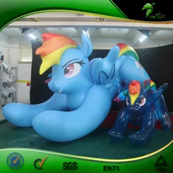 Size: 600x600 | Tagged: safe, derpibooru import, rainbow dash, inflatable pony, pegasus, pony, g4, bootleg, duo, female, frame, hongyi, image, indoors, inflatable, inflatable pegasus, inflation valve, iwtcird, jpeg, mare, meme, opaque inflatable, size difference, translucent inflatable