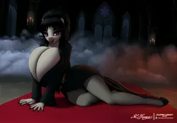 Size: 4096x2844 | Tagged: suggestive, artist:clear vision, ponerpics import, octavia melody, anthro, unguligrade anthro, big breasts, breasts, busty octavia, clothes, dress, elvira, female, halloween, high heels, holiday, huge breasts, image, impossibly large breasts, jpeg, lipstick, lying down, shoes, solo