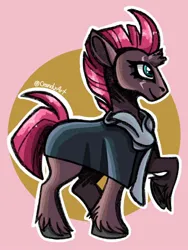 Size: 1080x1440 | Tagged: safe, artist:crandyart, derpibooru import, fizzlepop berrytwist, tempest shadow, pony, unicorn, g4, broken horn, cloak, clothes, disability pride, eye scar, facial scar, female, horn, image, jpeg, mare, raised hoof, scar, signature, solo, unshorn fetlocks