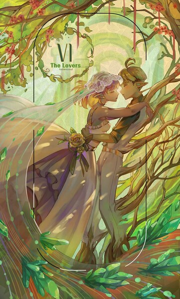 Size: 1235x2053 | Tagged: safe, artist:animesoul, derpibooru import, maud pie, mudbriar, human, g4, clothes, dress, elf ears, female, humanized, image, jpeg, male, marriage, maudbriar, shipping, straight, tarot card, tree, veil, wedding, wedding dress, wedding veil