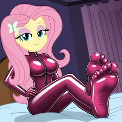 Size: 1024x1024 | Tagged: suggestive, machine learning generated, ponerpics import, fluttershy, equestria girls, breasts, clothes, feet, female, fetish, foot fetish, foot focus, gloves, image, jpeg, latex, latex gloves, latex socks, latex suit, sock fetish, socks, soles, toes