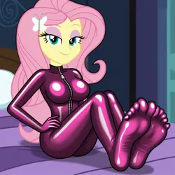 Size: 1024x1024 | Tagged: suggestive, machine learning generated, ponerpics import, fluttershy, equestria girls, breasts, clothes, feet, female, fetish, foot fetish, foot focus, gloves, image, jpeg, latex, latex gloves, latex socks, latex suit, sock fetish, socks, soles, toes