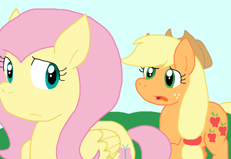 Size: 1191x822 | Tagged: safe, artist:cmara, derpibooru import, applejack, fluttershy, earth pony, pegasus, g4, female, image, png