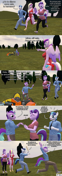 Size: 1920x5400 | Tagged: safe, artist:gradiusfanatic, derpibooru import, princess cadance, shining armor, starlight glimmer, oc, oc:andy glimmer, alicorn, anthro, pony, robot, unicorn, g4, 3d, clothes, female, horn, image, male, panties, png, scene interpretation, side slit, source filmmaker, underwear, unicorn oc