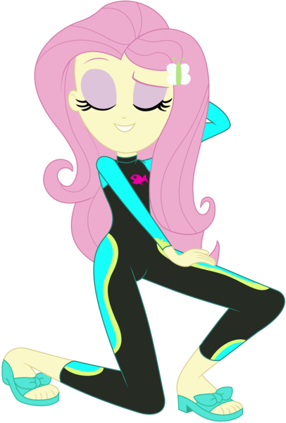 Size: 2428x3586 | Tagged: safe, artist:stephen-fisher, derpibooru import, fluttershy, human, equestria girls, g4, i'm on a yacht, spoiler:eqg series (season 2), eyes closed, female, fluttershy's wetsuit, image, my little pony equestria girls: better together, png, simple background, transparent background, wetsuit