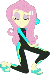 Size: 2428x3586 | Tagged: safe, artist:stephen-fisher, derpibooru import, fluttershy, human, equestria girls, g4, i'm on a yacht, spoiler:eqg series (season 2), eyes closed, female, fluttershy's wetsuit, image, my little pony equestria girls: better together, png, simple background, transparent background, wetsuit