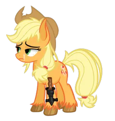 Size: 1600x1680 | Tagged: safe, artist:6hellboy9, derpibooru import, applejack, earth pony, pony, image, knife, png, pony virus, redesign, sad, scar, solo