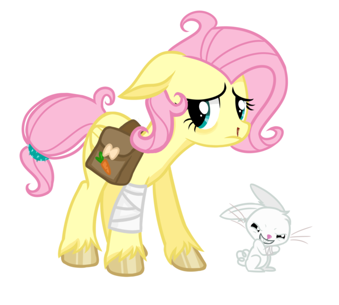 Size: 1600x1440 | Tagged: safe, artist:6hellboy9, derpibooru import, angel bunny, fluttershy, pegasus, pony, rabbit, g4, animal, image, png, pony virus, sad, solo