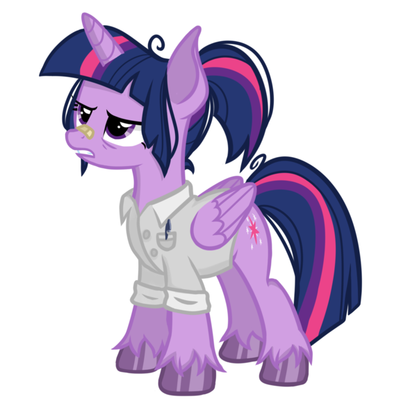 Size: 1440x1440 | Tagged: safe, artist:6hellboy9, derpibooru import, twilight sparkle, alicorn, pony, g4, image, png, pony virus, redesign, scientist, solo