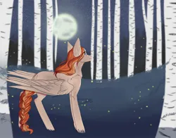 Size: 2048x1602 | Tagged: safe, artist:charlotteartz, derpibooru import, oc, oc:marie, pegasus, pony, image, jpeg, moon, night, solo, tree