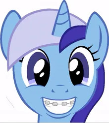 Size: 529x601 | Tagged: safe, artist:silver1kunai, derpibooru import, minuette, pony, unicorn, g4, braces, colored, drawthread, female, grin, horn, image, jpeg, looking at you, mare, requested art, simple background, smiling, smiling at you, solo, white background