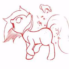 Size: 250x250 | Tagged: safe, artist:silver1kunai, derpibooru import, oc, oc:wishful thinking, earth pony, pony, /mlp/, 4chan, disembodied hand, earth pony oc, female, female oc, hand, image, jpeg, lineart, mare, mare oc, open mouth, pony oc, small version, standing on two hooves, thumbnail