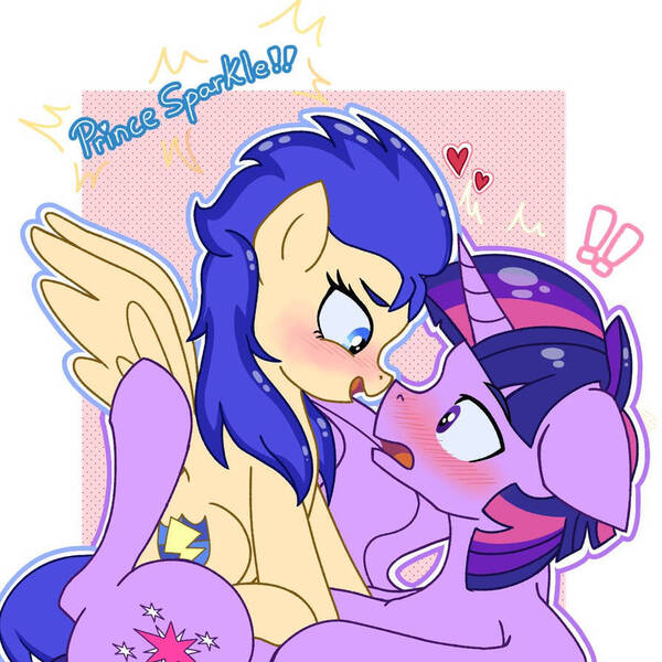 Size: 894x894 | Tagged: safe, artist:paracetamolnavo30, derpibooru import, flash sentry, twilight sparkle, twilight sparkle (alicorn), alicorn, pegasus, pony, unicorn, blushing, boop, duo, dusk shine, female, flare warden, flashlight, floating heart, heart, horn, image, jpeg, male, noseboop, prince dusk, rule 63, ship:duskflare, shipping, straight