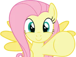 Size: 798x598 | Tagged: safe, artist:wiiyeswiiuno, derpibooru import, fluttershy, pegasus, g4, cute, female, fourth wall, image, looking at you, png, raised hoof, shyabetes, simple background, solo, transparent background, vector