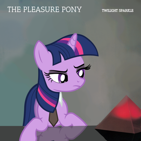 Size: 4200x4200 | Tagged: safe, artist:alicesponycorner, derpibooru import, twilight sparkle, pony, unicorn, g4, 80s, album cover, album parody, clothes, frown, gary numan, horn, image, makeup, music, necktie, new wave, parody, png, pyramid, reflection, show accurate, solo, unicorn twilight, vinyl