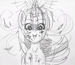 Size: 1022x896 | Tagged: safe, derpibooru import, twilight sparkle, unicorn, dark magic, evil, horn, image, jpeg, magic, traditional art, wind