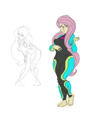 Size: 3600x4800 | Tagged: safe, artist:ponny, derpibooru import, fluttershy, human, equestria girls, g4, breasts, busty fluttershy, clothes, colored, image, png, simple background, solo, swimsuit, wetsuit, white background