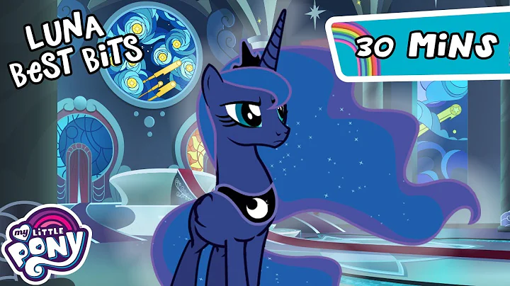 Size: 720x404 | Tagged: safe, derpibooru import, official, princess luna, alicorn, pony, female, folded wings, hmm, image, mare, my little pony logo, peytral, png, uncanny valley, wings, youtube thumbnail