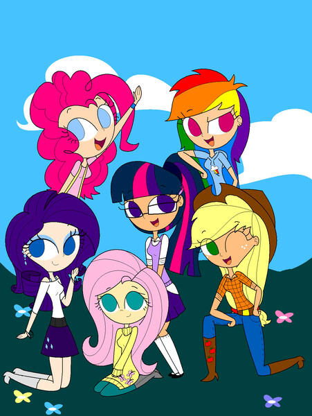 Size: 1218x1622 | Tagged: safe, artist:annasabi101, derpibooru import, applejack, fluttershy, pinkie pie, rainbow dash, rarity, twilight sparkle, human, humanized, image, jpeg, mane six