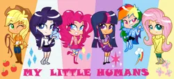 Size: 1963x887 | Tagged: safe, artist:annasabi101, derpibooru import, applejack, fluttershy, pinkie pie, rainbow dash, rarity, twilight sparkle, human, humanized, image, jpeg, mane six