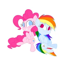 Size: 1057x844 | Tagged: safe, artist:annasabi101, derpibooru import, pinkie pie, rainbow dash, earth pony, pegasus, pony, duo, duo female, female, folded wings, grin, image, jpeg, mare, simple background, smiling, white background, wings