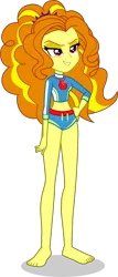 Size: 1717x4024 | Tagged: safe, alternate version, artist:dustinwatsongkx, derpibooru import, adagio dazzle, equestria girls, g4, applejack's beach shorts swimsuit, barefoot, clothes, clothes swap, feet, female, flirting, image, png, sandals, simple background, solo, swimsuit, swimsuit swap, transparent background, vector