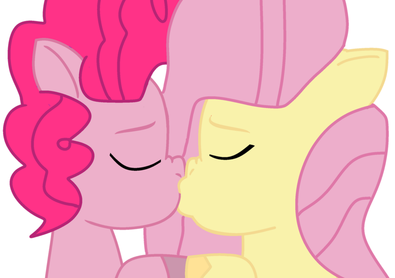 Size: 1280x900 | Tagged: safe, artist:jadeharmony, derpibooru import, fluttershy, pinkie pie, earth pony, pegasus, pony, base used, cute, diapinkes, duo, eyes closed, female, image, kiss on the lips, kissing, lesbian, mare, png, ship:flutterpie, shipping, shyabetes