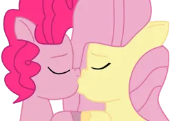 Size: 1280x900 | Tagged: safe, artist:jadeharmony, derpibooru import, fluttershy, pinkie pie, earth pony, pegasus, pony, base used, cute, diapinkes, duo, eyes closed, female, image, kiss on the lips, kissing, lesbian, mare, png, ship:flutterpie, shipping, shyabetes