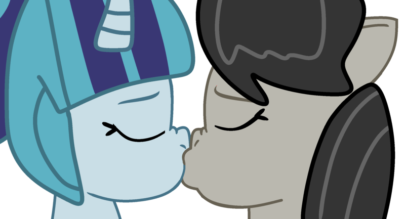 Size: 2403x1300 | Tagged: safe, artist:jadeharmony, derpibooru import, octavia melody, sonata dusk, earth pony, pony, unicorn, base used, cute, daaaaaaaaaaaw, duo, eyes closed, female, horn, image, kiss on the lips, kissing, lesbian, mare, png, shipping, sonatabetes, sontavia, unicorn sonata dusk