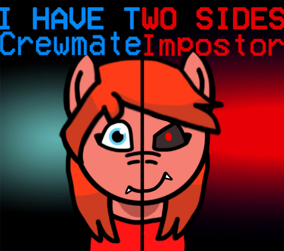 Size: 566x499 | Tagged: safe, artist:josephthedumbimpostor, derpibooru import, oc, oc:maria meltdown, among us, crewmate (among us), image, impostor (among us), png