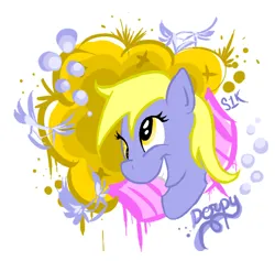 Size: 473x449 | Tagged: safe, artist:silver1kunai, derpibooru import, derpy hooves, pegasus, pony, g4, abstract background, bust, drawthread, female, grin, image, mare, png, portrait, requested art, smiling, solo