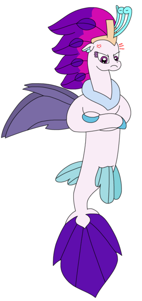 Size: 1468x3109 | Tagged: safe, artist:supahdonarudo, derpibooru import, queen novo, seapony (g4), g4, my little pony: the movie, angry, cross-popping veins, crossed arms, emanata, female, image, png, queen novo is not amused, redraw, simple background, transparent background, unamused