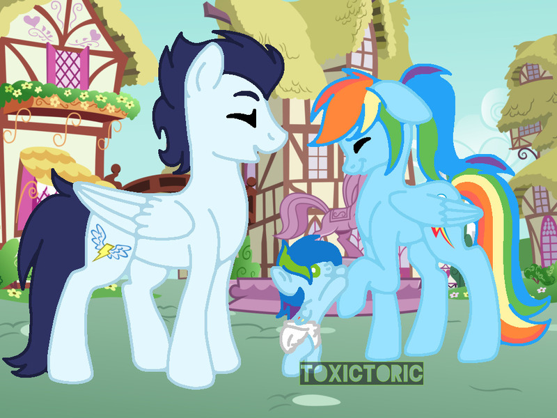 Size: 1024x768 | Tagged: safe, ponerpics import, ponybooru import, rainbow dash, soarin', pegasus, pony, baby, baby pony, best pony, cute, dashabetes, diaper, female, filly, foal, heartwarming, image, jpeg, male, mare, offspring, parent:rainbow dash, parent:soarin', parents:soarindash, shipping, soarindash, stallion, straight, sweet dreams fuel