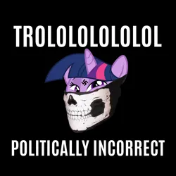 Size: 2048x2048 | Tagged: safe, artist:dpr, twilight sparkle, unicorn, altbrony, fascism, fascist, image, meme, mlpol, nazi, nazi symbol, neo nazi, png, skull mask, trollface