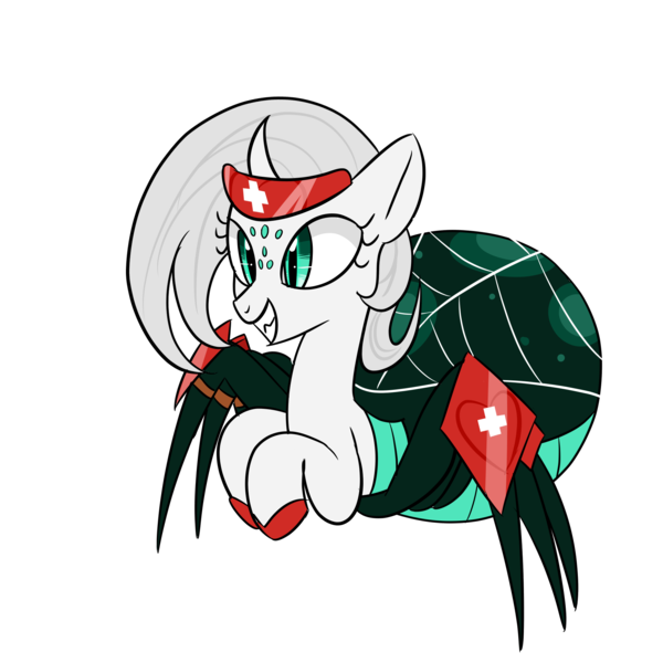 Size: 2000x2000 | Tagged: safe, artist:bestponies, derpibooru import, oc, unofficial characters only, insect, monster pony, original species, pony, spider, spiderpony, female, green eyes, horn, image, mare, multiple eyes, multiple legs, png, simple background, smiling, solo, transparent background