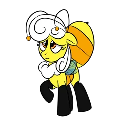 Size: 2000x2000 | Tagged: safe, artist:bestponies, derpibooru import, oc, oc:buzzing pollen, unofficial characters only, bee, bee pony, insect, monster pony, original species, pony, female, image, looking up, mare, png, sad, simple background, solo, transparent background