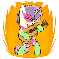 Size: 5000x5000 | Tagged: safe, alternate version, artist:derpydoodesigns, artist:derpydooreviews, derpibooru import, sweetie belle, pony, unicorn, g4, absurd resolution, acoustic guitar, alternate character, bipedal, clothes, eyes closed, female, filly, fire, foal, guitar, holding, horn, image, musical instrument, nose wrinkle, png, show stopper outfits, simple background, solo, sticker, transparent background