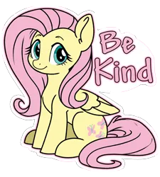 Size: 3888x4320 | Tagged: safe, artist:derpydoodesigns, artist:derpydooreviews, derpibooru import, fluttershy, pegasus, pony, absurd resolution, female, image, kindness, mare, png, simple background, sitting, smiling, solo, sticker, text, transparent background