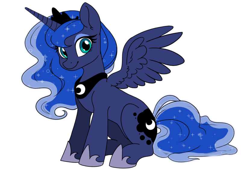 Size: 7016x4961 | Tagged: safe, artist:derpydoodesigns, artist:derpydooreviews, derpibooru import, part of a set, princess luna, alicorn, pony, absurd resolution, colored, female, flat colors, image, looking at you, mare, multiple variants, png, simple background, sitting, smiling, solo, spread wings, transparent background, wings