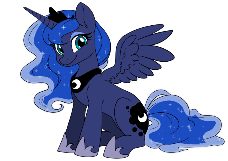 Size: 7016x4961 | Tagged: safe, alternate version, artist:derpydoodesigns, artist:derpydooreviews, derpibooru import, part of a set, princess luna, alicorn, pony, absurd resolution, colored, female, flat colors, image, looking at you, mare, multiple variants, png, simple background, sitting, smiling, smirk, solo, spread wings, transparent background, wings