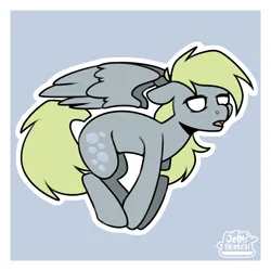 Size: 2894x2894 | Tagged: safe, artist:jellysiek, derpibooru import, derpy hooves, pegasus, pony, g4, blank eyes, empty eyes, female, high res, image, mare, open mouth, outline, partially open wings, png, solo, white eyes, white outline, wings