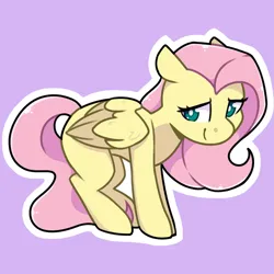 Size: 650x650 | Tagged: safe, artist:jellysiek, derpibooru import, fluttershy, pegasus, pony, g4, female, folded wings, image, mare, outline, png, shy, smiling, solo, tail, white outline, wings