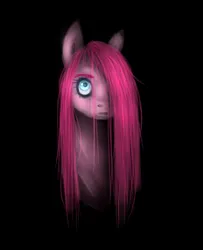 Size: 1744x2144 | Tagged: safe, artist:pjj0, derpibooru import, pinkie pie, earth pony, pony, g4, black background, bust, female, hair over one eye, image, mare, pinkamena diane pie, png, portrait, simple background, solo