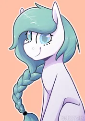 Size: 2894x4093 | Tagged: safe, artist:jellysiek, derpibooru import, oc, unofficial characters only, pony, braid, eye clipping through hair, female, image, looking at you, mare, outline, png, simple background, smiling, smiling at you, solo, white outline