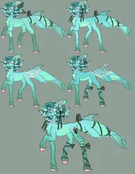 Size: 3809x4900 | Tagged: safe, artist:stygios, derpibooru import, oc, unofficial characters only, kelpie, merpony, pony, bandana, bow, chest fluff, ear piercing, earring, female, gray background, hair bow, image, jewelry, jpeg, mare, necklace, pearl necklace, piercing, simple background, solo, tail, tail bow, tail jewelry, unshorn fetlocks