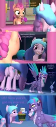 Size: 1920x4320 | Tagged: safe, artist:red4567, derpibooru import, izzy moonbow, sunny starscout, rabbit, g5, my little pony: tell your tale, spoiler:g5, 3d, allura, alternate scenario, animal, basket, catnip, comic, ear piercing, earring, furry reminder, image, interested, jewelry, ooh a new friend, piercing, png, present, source filmmaker, toy mouse, twitch (g5), yarn, yarn ball