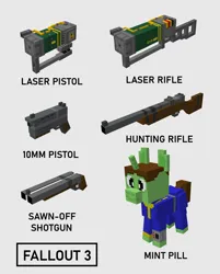 Size: 1488x1854 | Tagged: safe, artist:mint pill, derpibooru import, oc, oc:mint pill, unofficial characters only, pony, unicorn, fallout equestria, fallout, fallout 3, horn, image, pipboy, png, solo, weapon