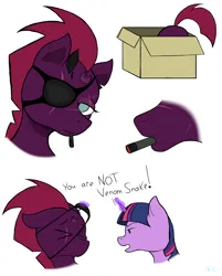 Size: 3300x4100 | Tagged: safe, artist:anix_space, derpibooru import, tempest shadow, twilight sparkle, unicorn, g4, box, broken horn, butt, cigarette, derpibooru exclusive, duo, eye scar, eyepatch, facial scar, horn, image, magic, metal gear solid 5, png, scar, sketch, smoking, telekinesis