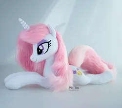 Size: 1799x1600 | Tagged: safe, artist:meplushyou, derpibooru import, fleur-de-lis, pony, g4, image, irl, jpeg, lying down, photo, plushie, prone, solo