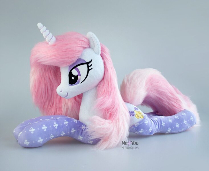 Size: 1834x1500 | Tagged: safe, artist:meplushyou, derpibooru import, fleur-de-lis, pony, g4, clothes, image, irl, jpeg, lying down, photo, plushie, prone, socks, solo